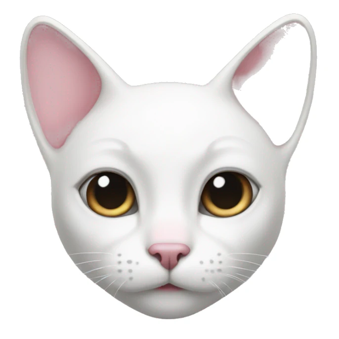 White cat with black ears white face pink nose sticker