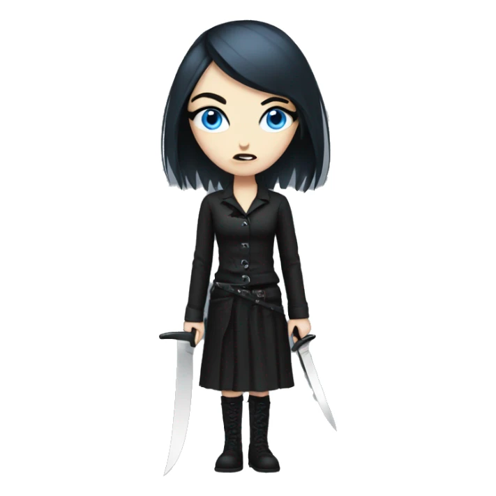 goth girl with blue eyes with knife sticker