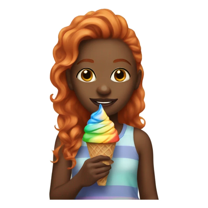  black girl with ginge hair eating rainbow icecream sticker