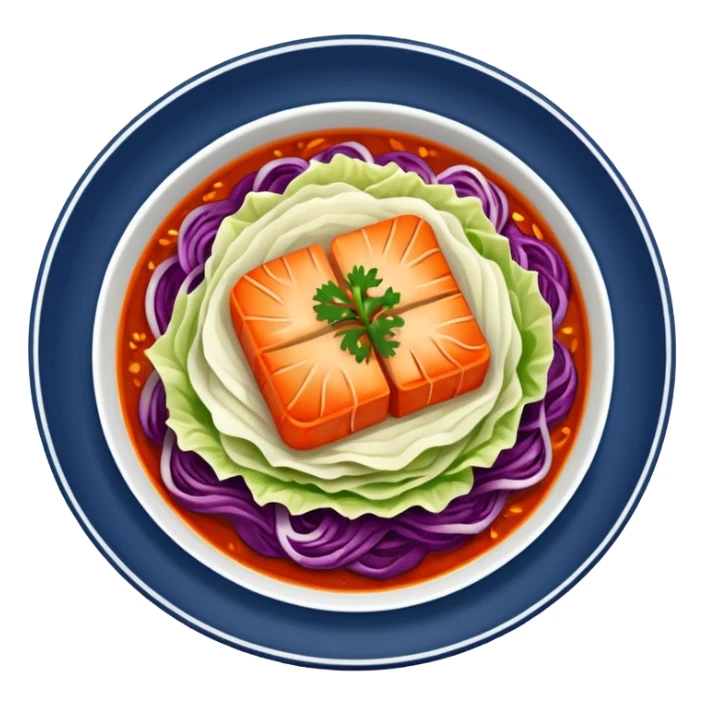 plate of kimchi, spicy fermented cabbage, Korean food sticker