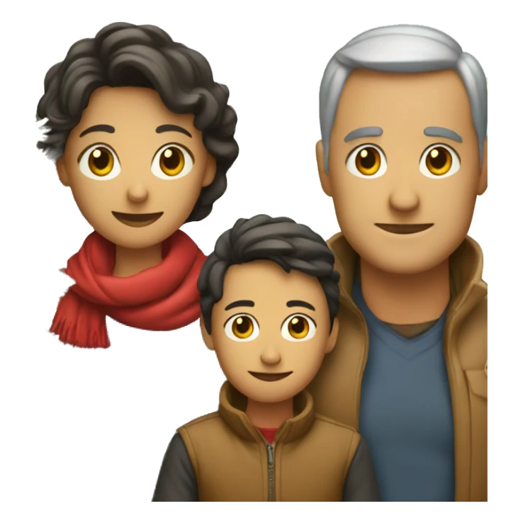 Father mother and son around a christmas tree sticker