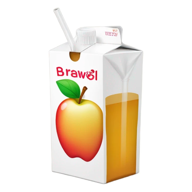 apple juice carton with a straw sticker