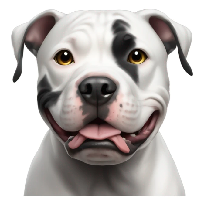 Cute but very scared pit bull all black except for white chest sticker