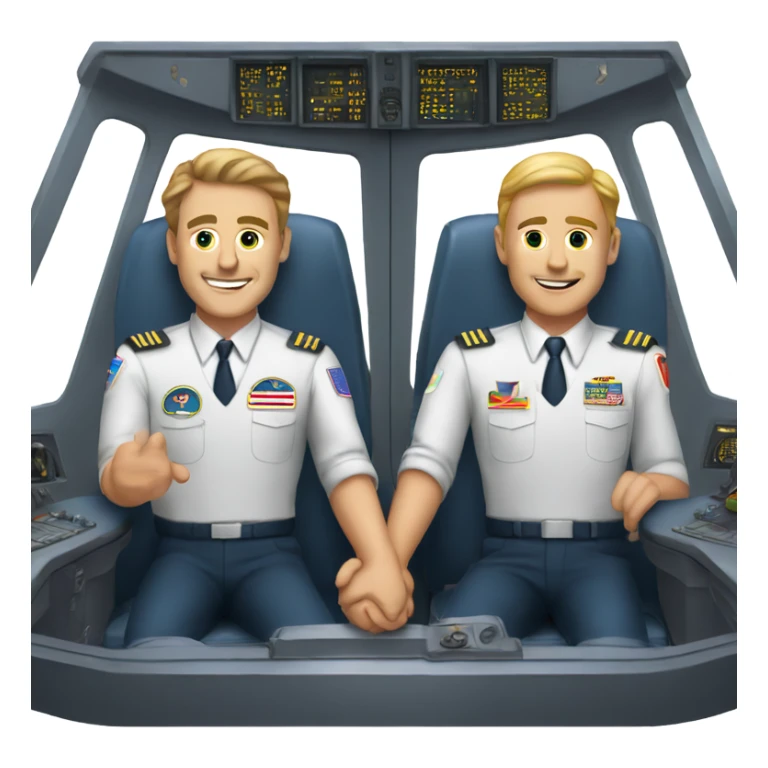 Two white male gay pilots holding hands in cockpit sticker