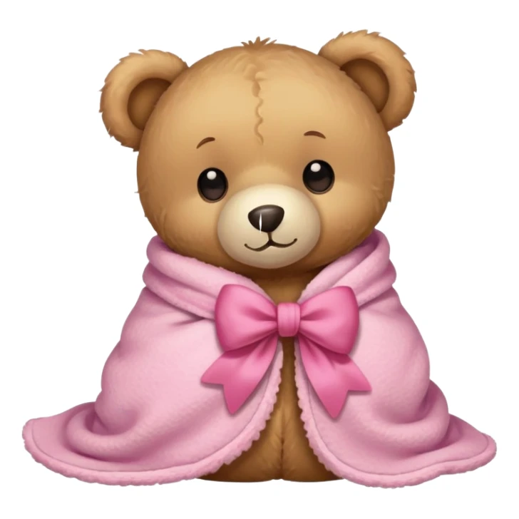 teddy bear in a cozy blanket with pink bow sticker