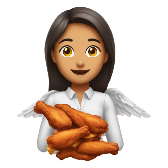 a girl flying with two bbq chicken wings on her back sticker