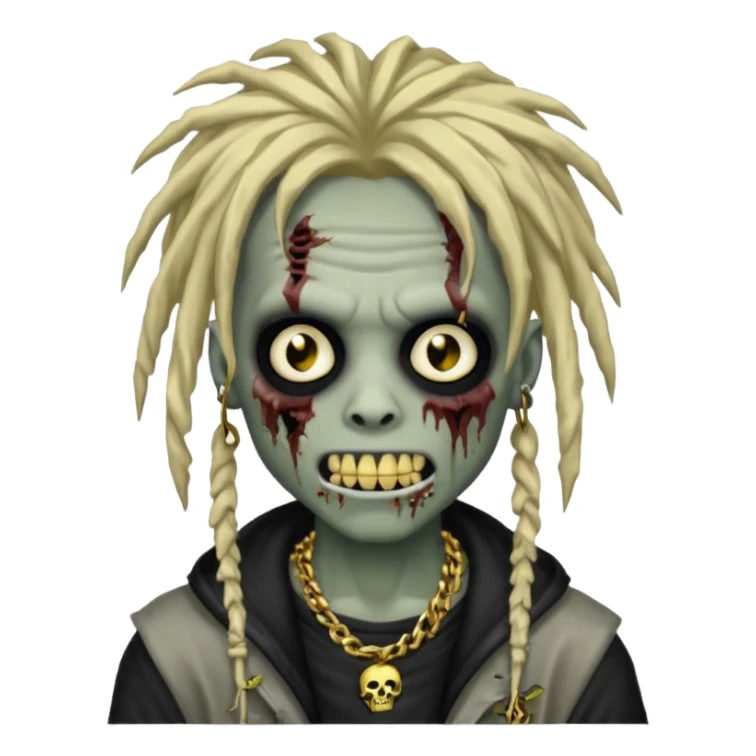 zombie emo boy emoji with dreads and gold grillz sticker