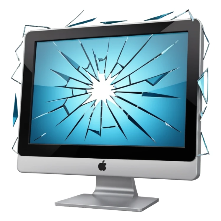 Broken computer monitor with no face  sticker