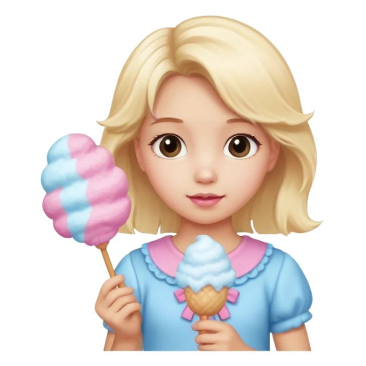 cotton candy holding blonde girl kid sticker