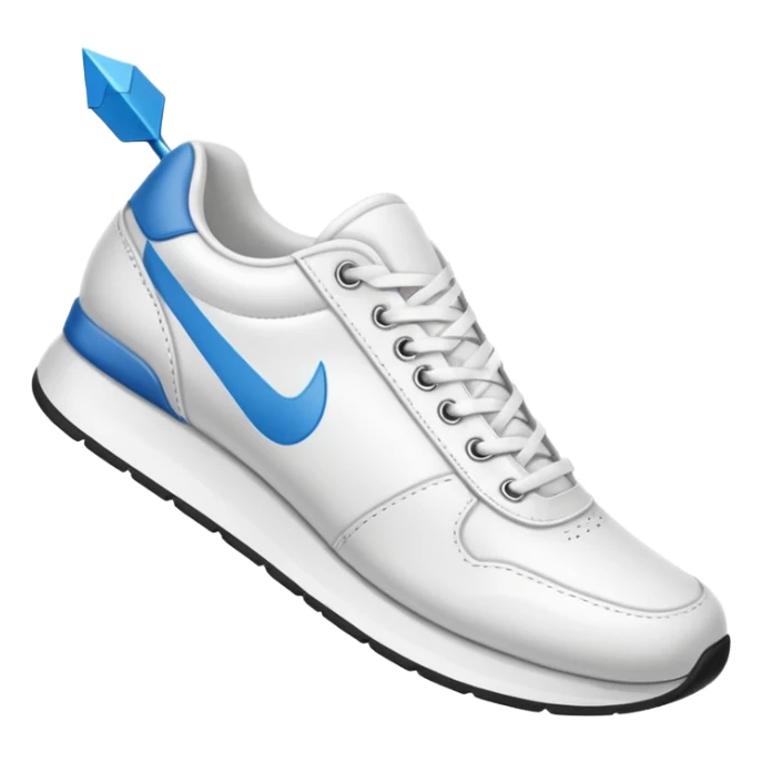 Single sneaker or minimalist foot taking a step, with a small arrow forward. Symbolizes action and progress. sticker