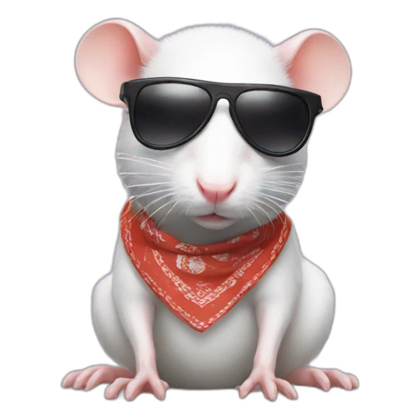 white rat in a bandana on a head and sunglasses sticker