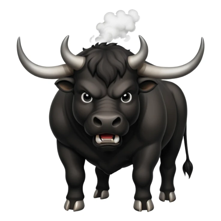 angry black bull pawing the ground with steam from nostrils sticker