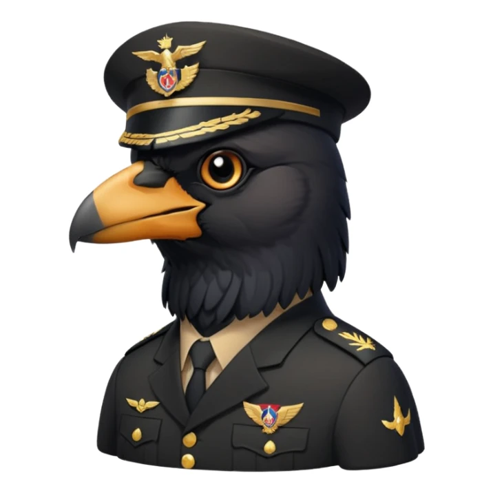 eine kleiner schwarzer rabe im military stil,   sticker