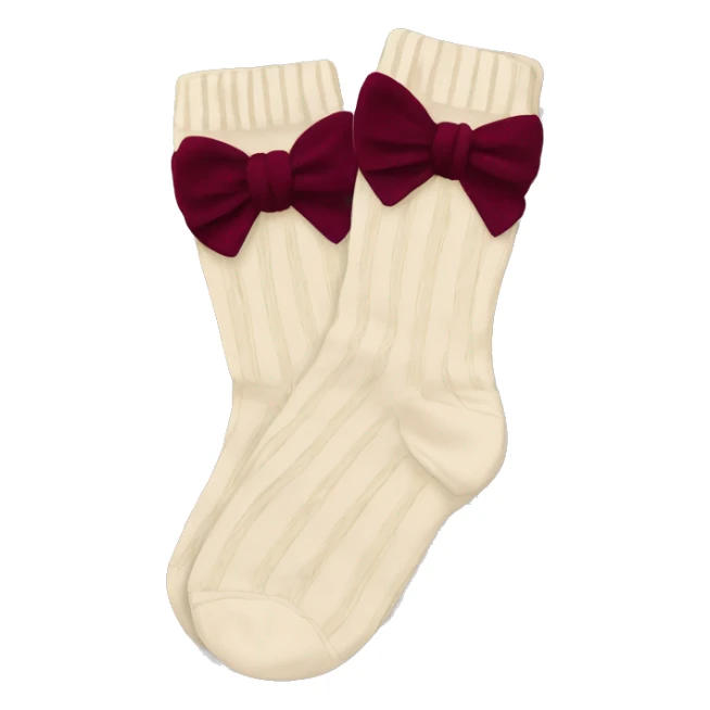 aesthetic biege socks with burgundy bows sticker