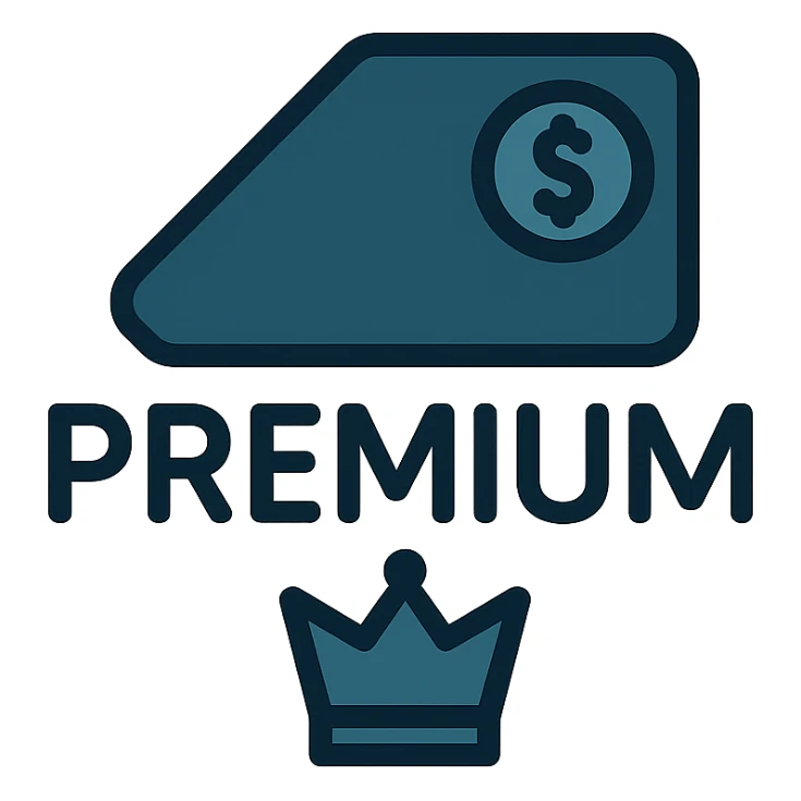 premium content symbol, minimal, elegant icon, color #003049 sticker