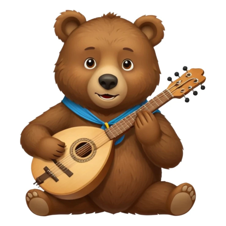 Friendly Russian brown bear holding a balalaika sticker