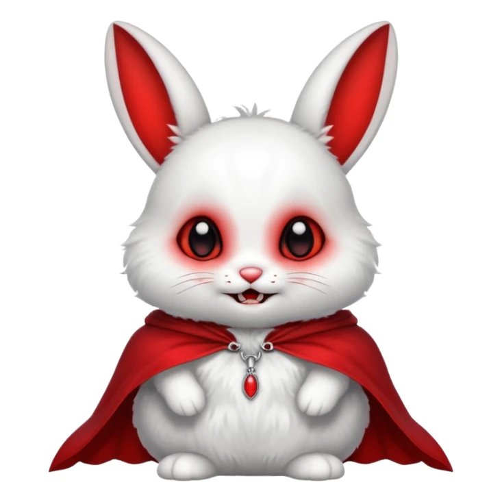 Vampire animal, bunny'  in red collar cloak, red eye, fangs sticker