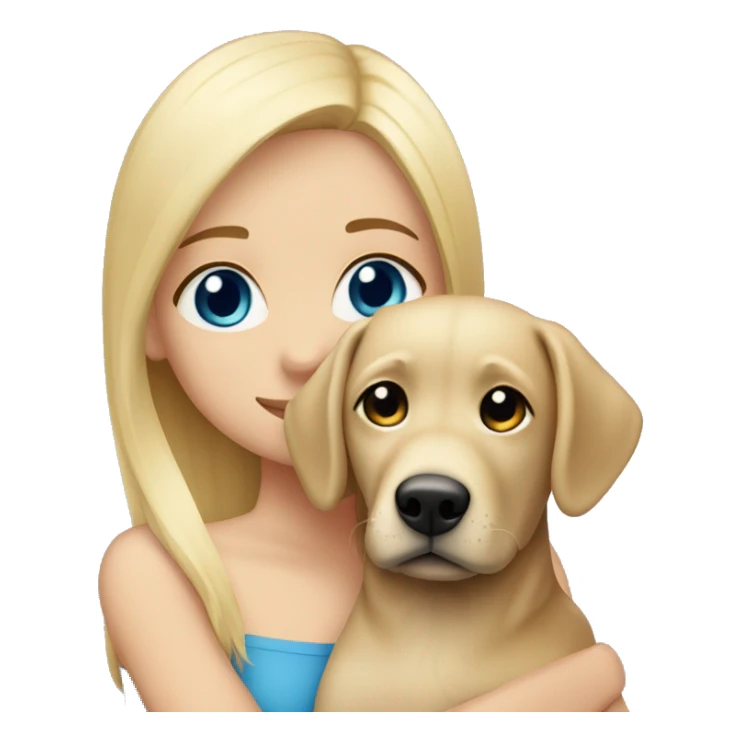 A blonde girl with blue eyes hugging her blonde Labrador lady sticker