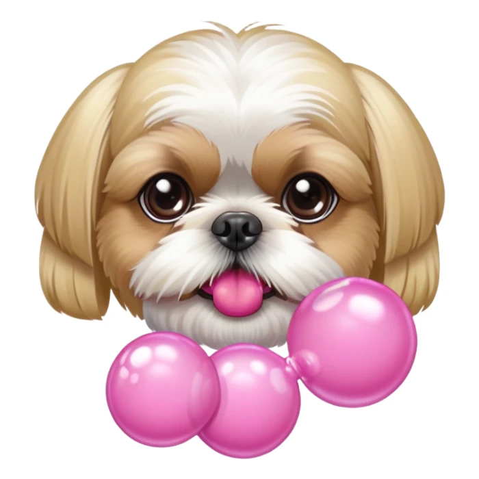 Blonde Shih tzu blowing bubble gum sticker