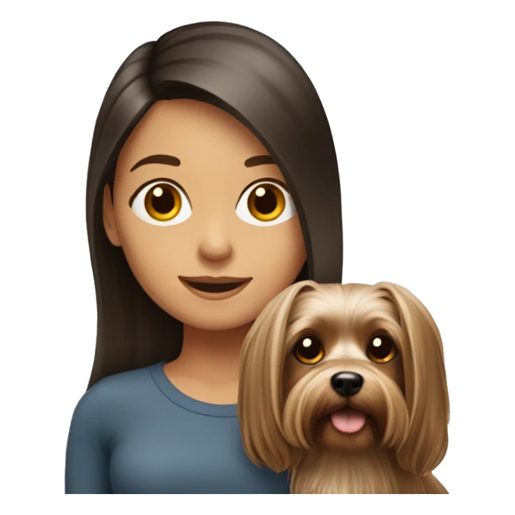 Long hair brunette girl with Yorkshire terrier dog sticker