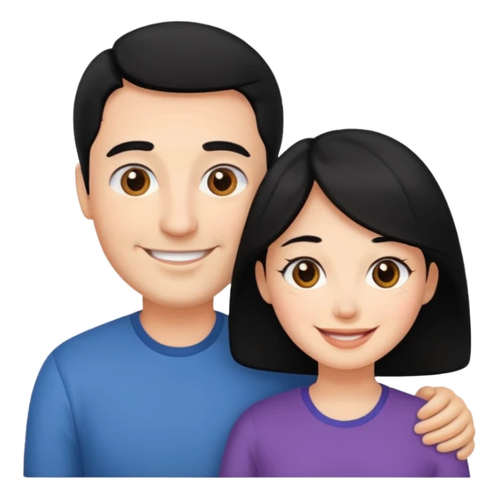 two parents mom and dad black hair sticker