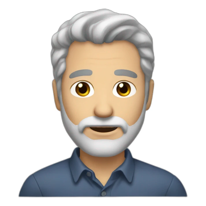 man grey hair brown eyes 3 days of beard sticker
