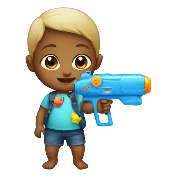 baby with a water gun  sticker