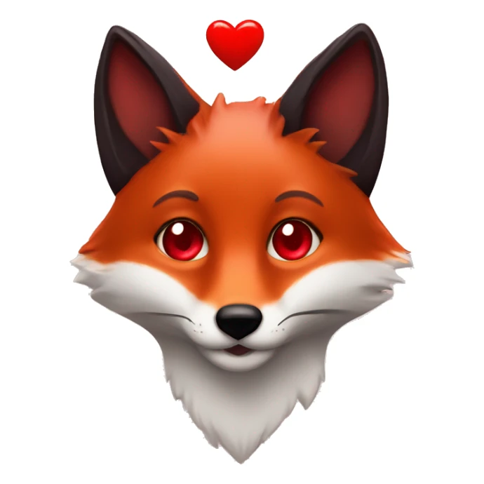 dark red fox face with tiny red heart instead of eyes sticker
