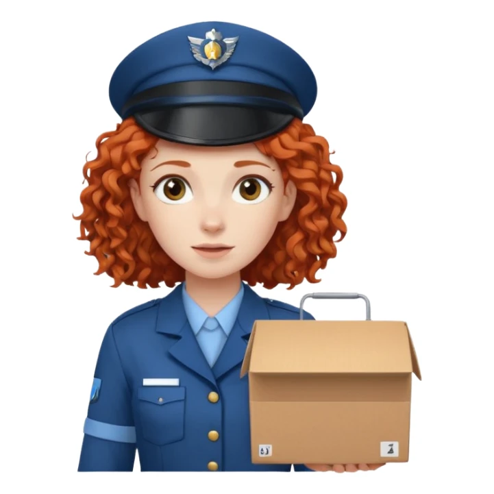 box carrier curly red hairedgirl  sticker