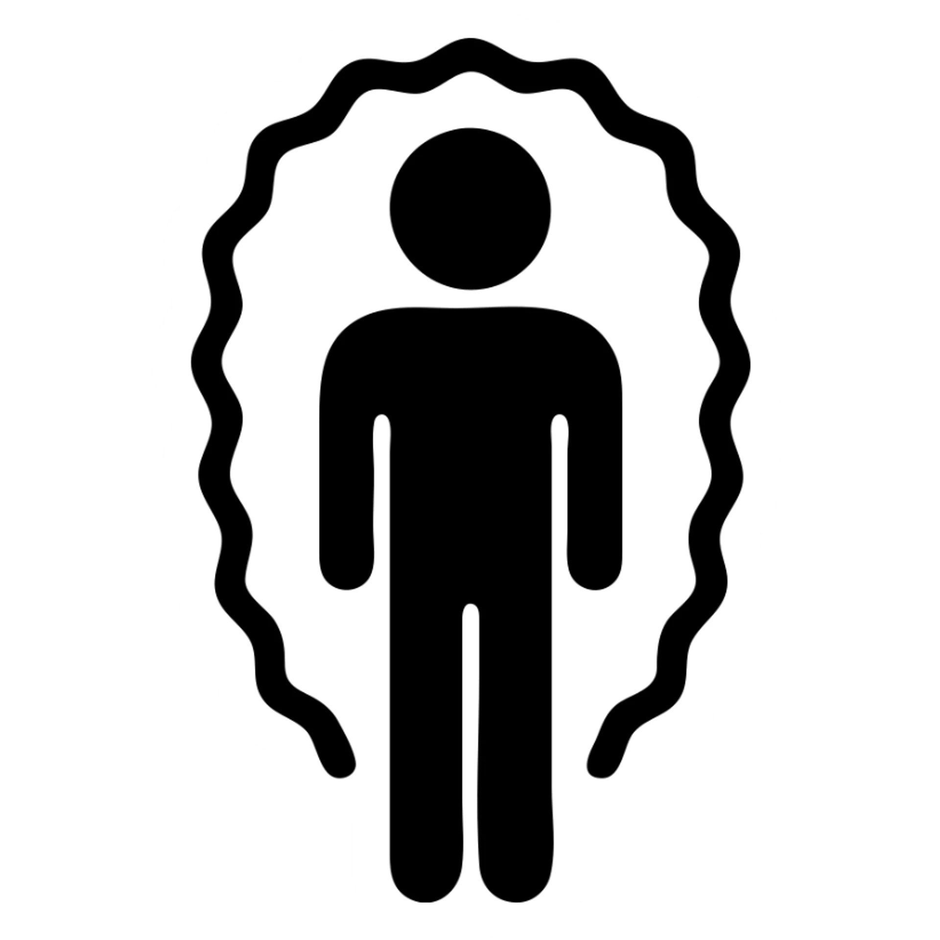 A blue person standing with a faint blue aura around them, representing poor aura. sticker