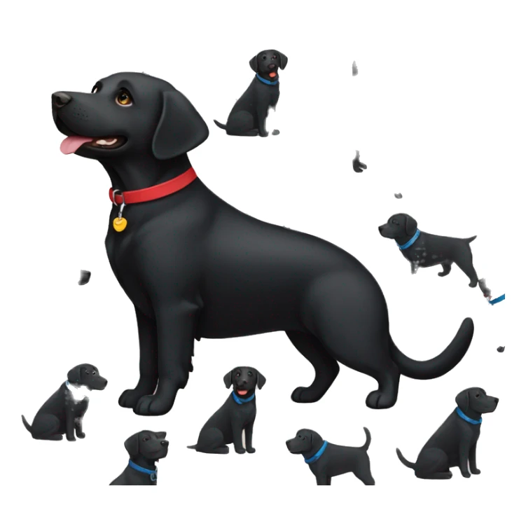 mum black labrador with red colour, happy black labrador with blue collar sticker