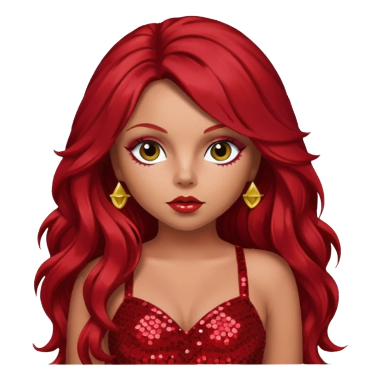 Jesy Nelson from Little Mix with long red hair, red sequin outfit sticker