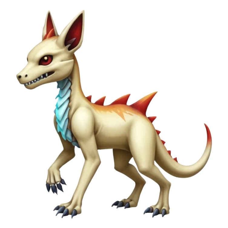 Skeletal Colorful Evil Shiny Glowing Cubone-Marowak-Zoroark-Anubis-Wendigo-Fakémon-hybrid-creature (full body), 4 legs sticker
