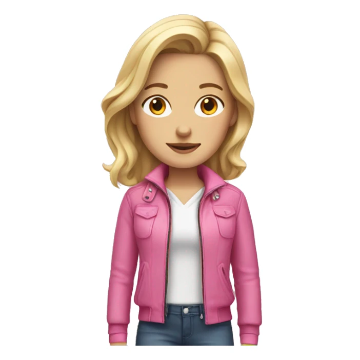 White girl wearing pink Jacket sticker