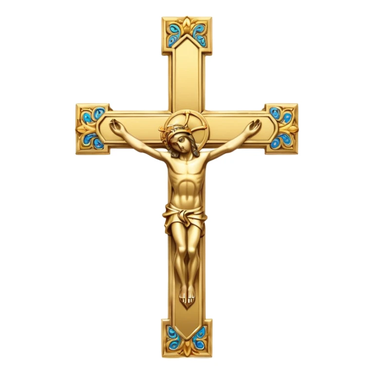 Gold crucifix with the letters se over it sticker
