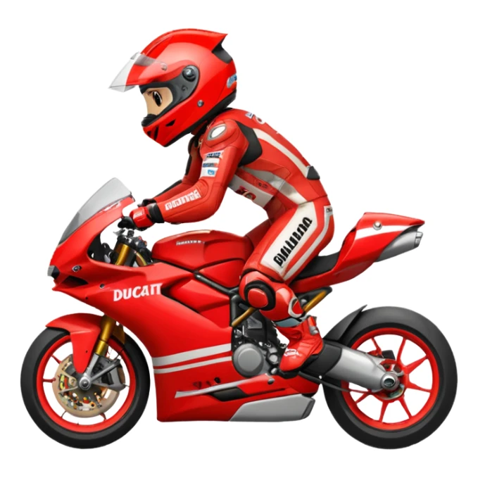 Un emoji de moto gp dé Ducati Marc Márquez pero con la moto  sticker