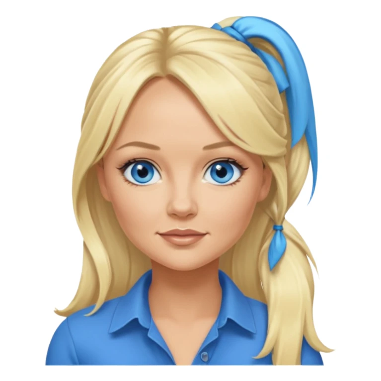 Emma Bunton with blue eyes, blonde long ponytail hair sticker