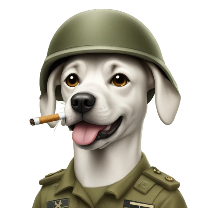 Dog in an army helmet smoking sticker
