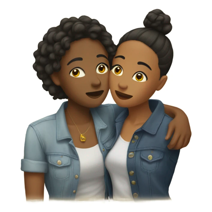 mixed lesbian couple kissing sticker