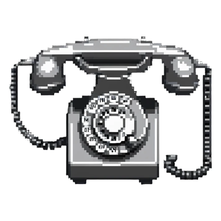 A classic corded telephone with handset and spiral cord sticker