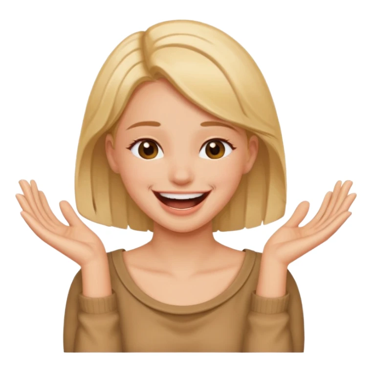 A girl with her hands holding her neck while laughing sticker