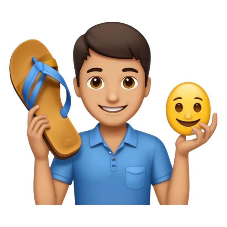 Smile, emoji, holding a chappal sticker