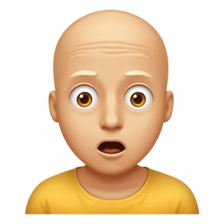 a classic yellow bald emoji, when he/she see bil, and suprised with cheapest prices sticker