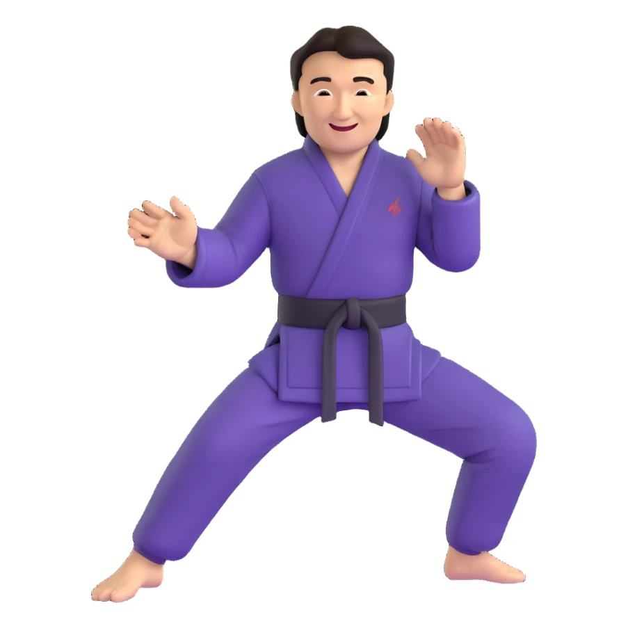 Jackie Chan with his signature smile, martial arts master pose sticker