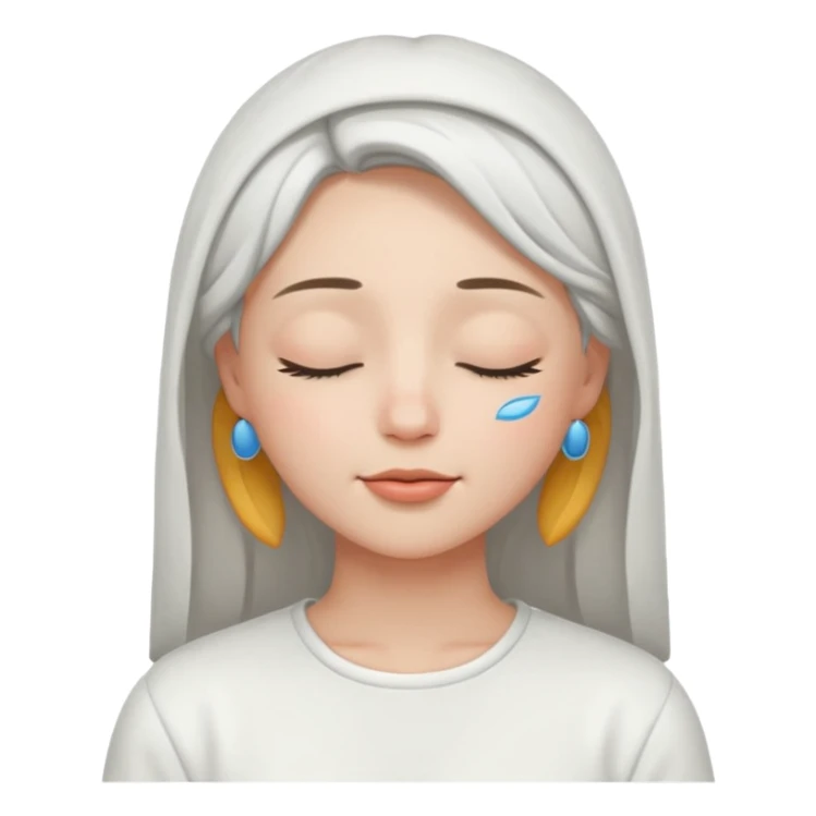 closed eyes relieved facial expression in white outfit sticker