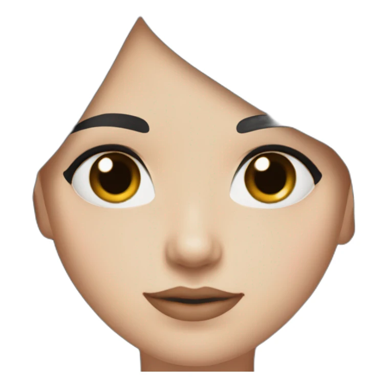 white girl with black hair, brown eye, blush on the cheeks sticker
