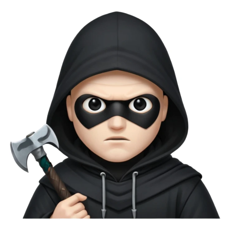 an executioner with a black hood so we can't see his face but only his eyes and an axe in his hand sticker