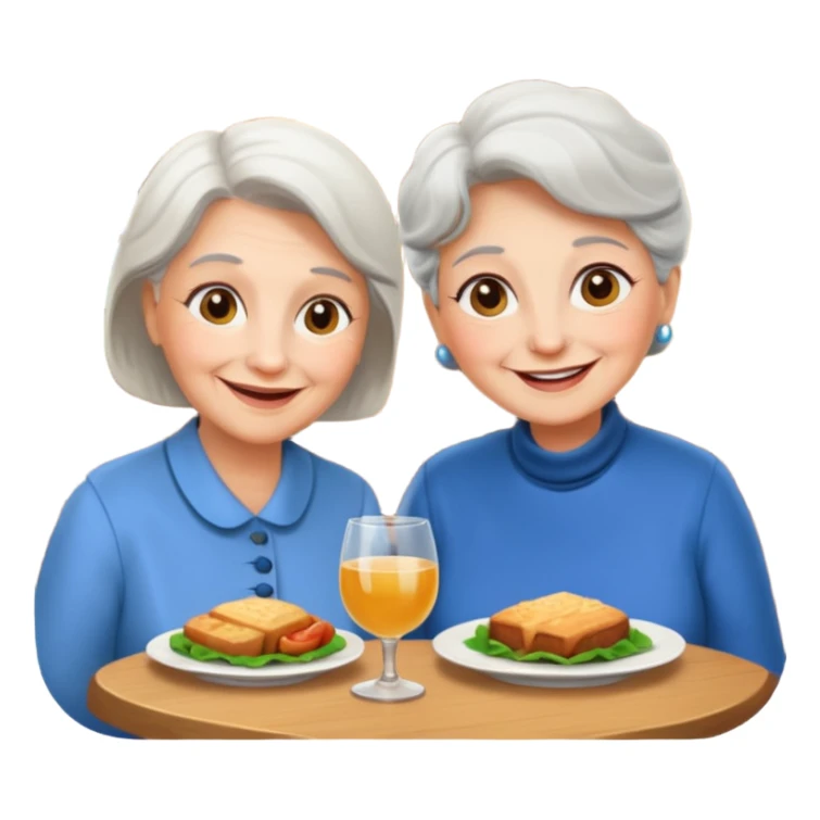 conversación dentro de un restaurant  dos personas y una de las persoans sea una abuela sticker