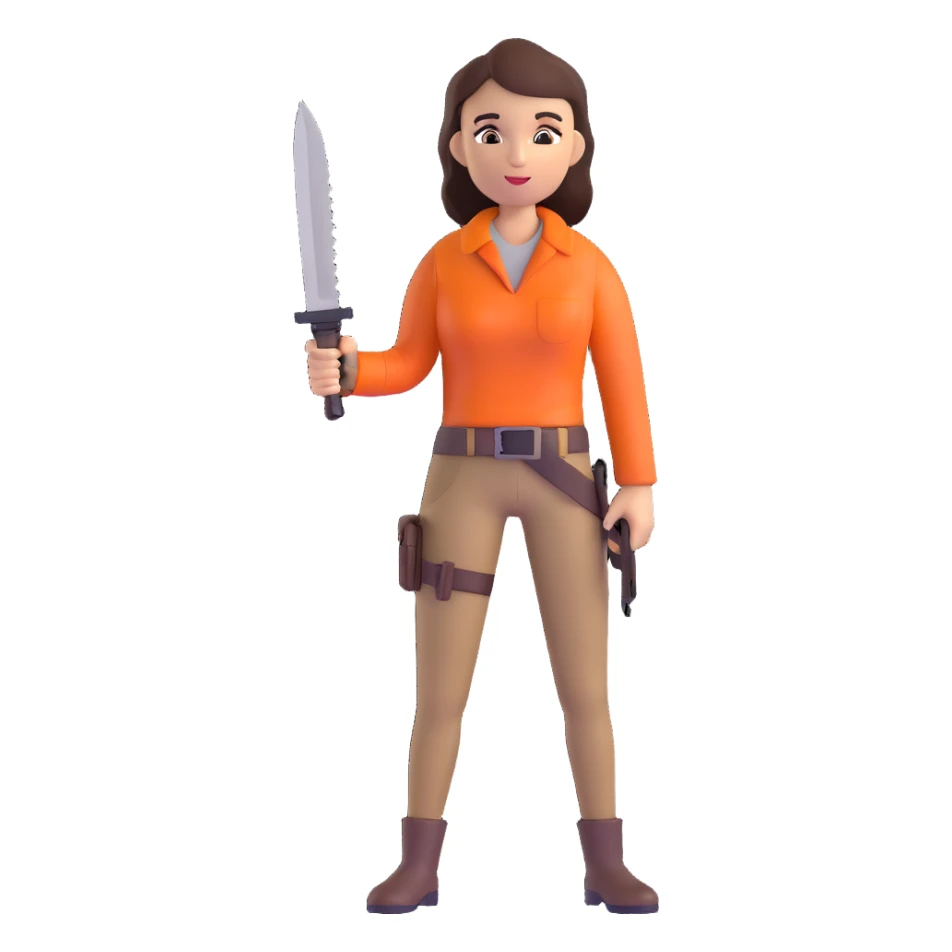 Outdoorsy woman with a survival knife sticker