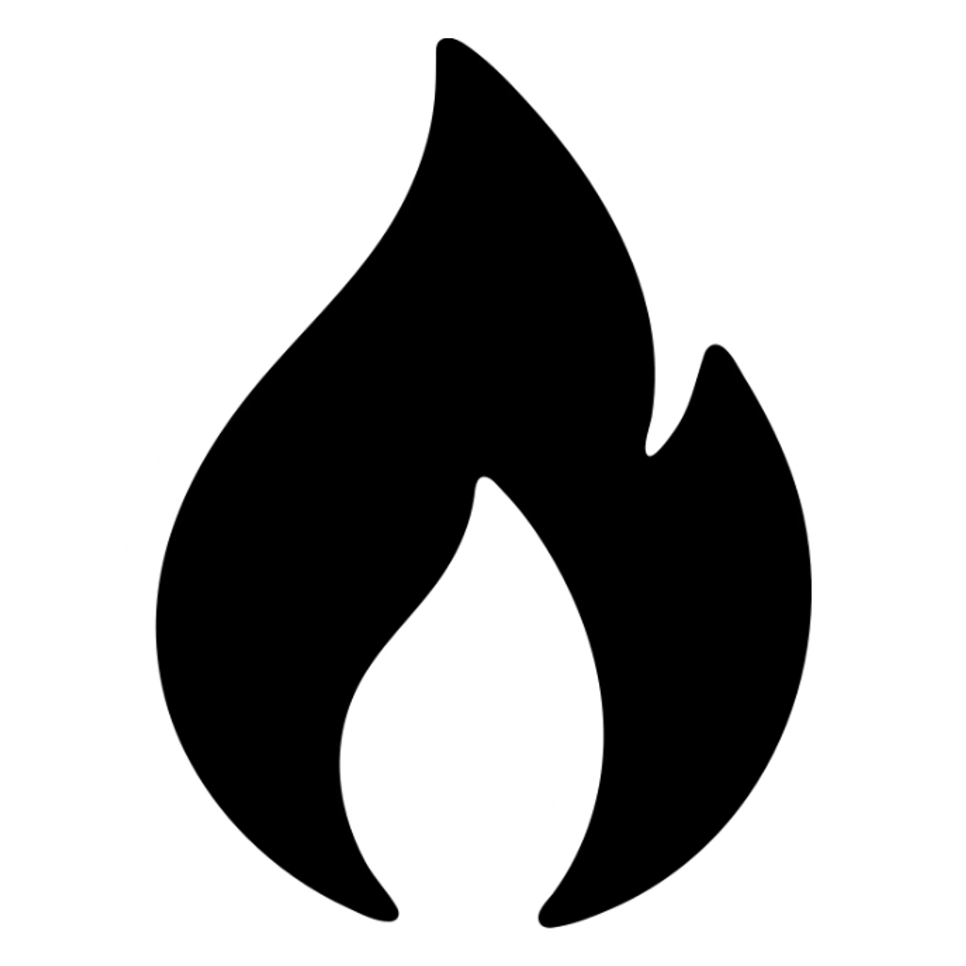 solid icon of a flame, minimal and modern sticker